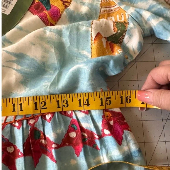 Farm Rio Tie Dye Rainbow Patchwork Maxi Dress S Blue Multi NEW 297352 - Picture 14 of 15